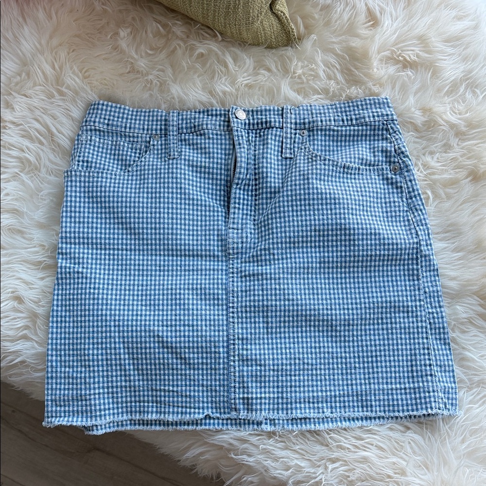 MADEWELL Blue Gingham Mini Skirt